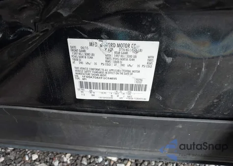 2015 Ford Explorer Xlt from USA, damaged, VIN 1FM5K7D8XFGC64895
